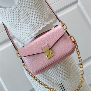 L.V POCHETTE M??TIS EAST WEST Ostrich Leather Pink N85902