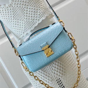 L.V POCHETTE M??TIS EAST WEST Ostrich Leather Blue N85902
