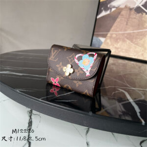 L.V Rosalie Coin Purse Monogram Canvas Vivienne Inside Red M12220