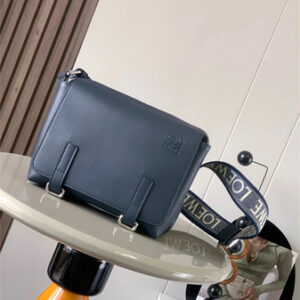 Loewe XS Military messenger bag in supple smooth calfskin and jacquard Dk Grey