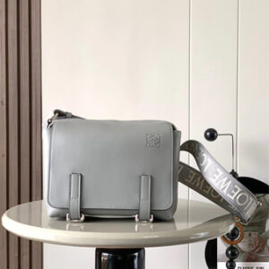 Loewe XS Military messenger bag in supple smooth calfskin and jacquard Lt Grey