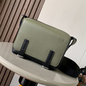 Loewe XS Military messenger bag in Soft Grained calfskin Black/Khaki
