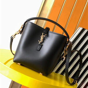 Y.S.L LE 37 Mini In Black Shiny Leather  Bucket Bag