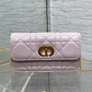 CD MISS CARO POUCH WITH CHAIN Macrocannage Lambskin Pink