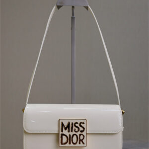 CD Miss Dior FLAP BAG Patent Calfskin White