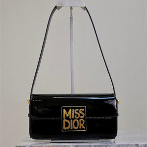 CD Miss Dior FLAP BAG Patent Calfskin Black