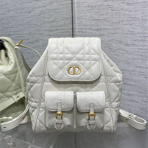 CD CARO BACKPACK MEDIUM Macrocannage Lambskin White