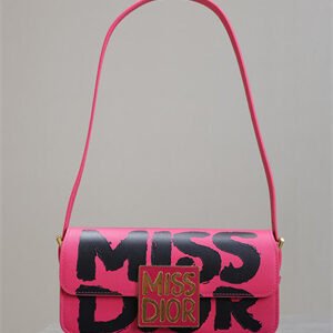 CD Miss Dior FLAP BAG Graffiti Printed Calfskin Fuchsia/Black