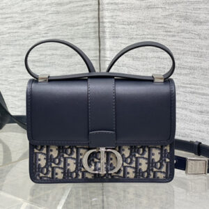 CD Small 30 Montaigne Bag Blue Oblique Jacquard &  Leather