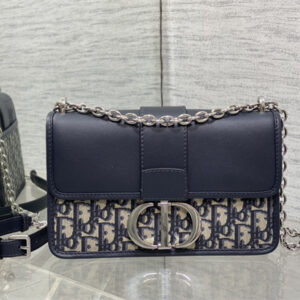 CD 30 Montaigne Chain Bag Blue Oblique Jacquard & Leather