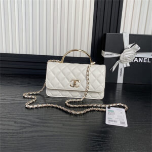 Chanel Clutch with Chain Lambskin, Strass & Gold-Tone Metal White  AP4293