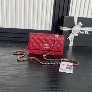 Chanel Clutch with Chain Lambskin, Strass & Gold-Tone Metal Red  AP4300