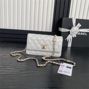 Chanel Clutch with Chain Lambskin, Strass & Gold-Tone Metal White AP4300