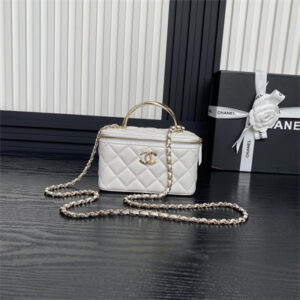 Chanel Vanity with Chain Lambskin, Strass & Gold-Tone Metal White AP4317