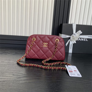 Chanel Small Bowling  Bag Grained Calfskin Gold Tone Metal Burgundy AS5137
