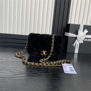 Chanel Mini Flap Bag Shearling Lambskin & Gold-Tone Metal Black AS5148