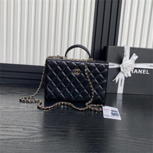 Chanel box bag Lambskin & Gold-Tone Metal  Black AS5168