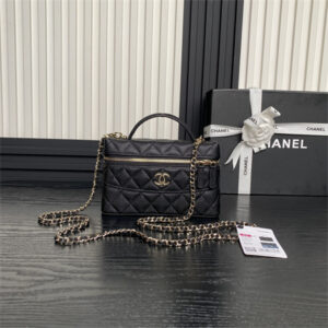 Chanel Long Vanity with chain Grained Calfskin & Gold-Tone Metal Black AP4407