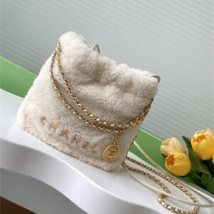 Chanel 22 Mini Handbag Shearling Wool and Gold Tone Metal  AS3980