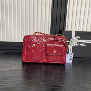 Cha.nel 24A Bowling Bag Shiny Calfskin Gold-Tone Metal Red AS4933