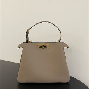 Fen.di Peekaboo Soft Medium Leather Bag Gray