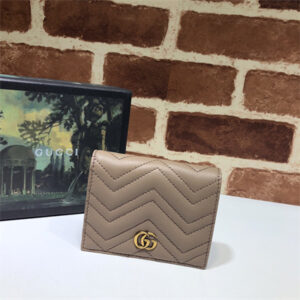 Gu.cci GG Marmont card case wallet Leather Chai 466492