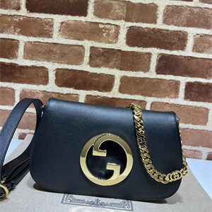Gu.cci Blondie Shoulder Bag Black Leather 699268