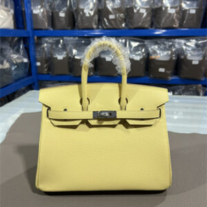 Bir.kin Bag TOGO Leather 25/30/35CM Gold/Silver Hardware In Jaune Poussin Color HS