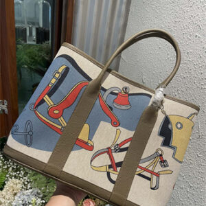 Her.mes  Garden Party 36CM Togo Leather and Graffiti Canvas HS