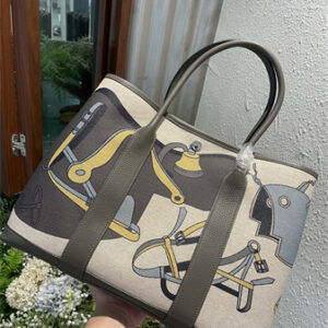 Her.mes  Garden Party 36CM Togo Leather and Graffiti Canvas HS