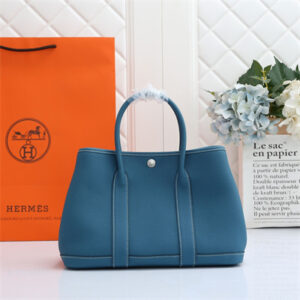 Hermes Garden Party 30/36CM Calfskin Leather Bley Jean