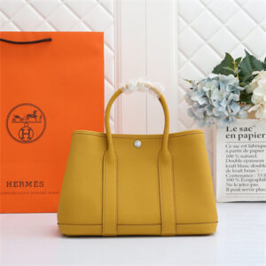 Hermes Garden Party 30/36CM Calfskin Leather Jaune Amber