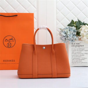 Hermes Garden Party 30/36CM Calfskin Leather Orange