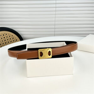 Celine MEDIUM REVERSIBLE FRAMED TRIOMPHE BELT 25MM in TAURILLON AND NATURAL CALFSKIN Brown/Black