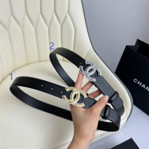 Chanel Belts In Calfskin 30MM Gold/Silver Hardware Black