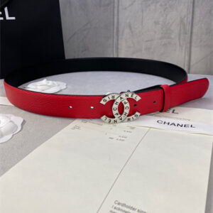 Chanel Belts In Calfskin 30MM Gold/Silver Hardware Red