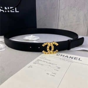 Chanel Belts In Calfskin 30MM Gold/Silver Hardware Black