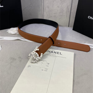 Chanel Belts In Calfskin 30MM Gold/Silver Hardware Brown