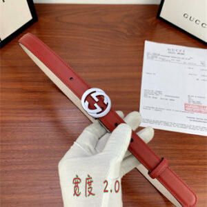 Gucci Belts In Red Calfskin 20MM Gold/Silver Hardware