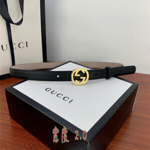 Gucci Belts In Black Calfskin 20MM Gold/Silver Hardware