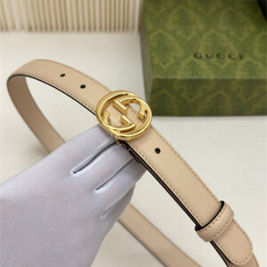 Gucci Belts In Calfskin 25MM Gold Hardware Beige