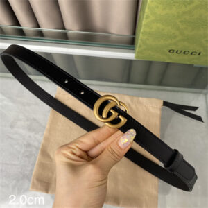 Gucci Belts In Calfskin 20MM Gold Hardware Black