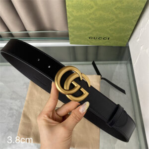 Gucci Belts In Calfskin 38MM Gold Hardware Black