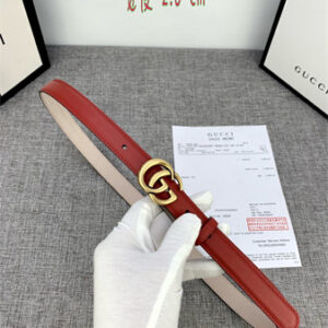 Gucci Belts In Red Calfskin 20MM Gold Hardware