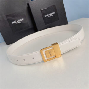 YSL Belts In Leather 30MM Gold Hardware White