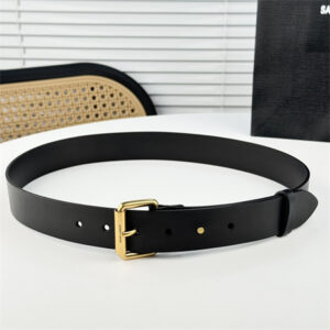 YSL Belts In Leather 35MM Gold Hardware Black