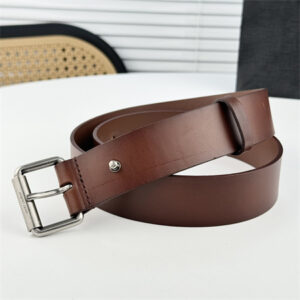 YSL Belts In Leather 35MM Silver Hardware Brown