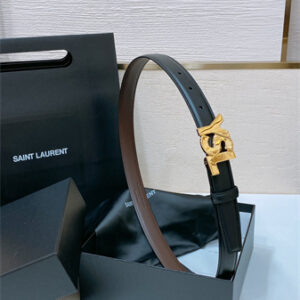 YSL Belts In Leather 24MM Shinny Gold Hardware Black
