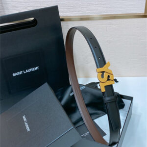 YSL Belts In Leather 24MM Aged Gold Hardware Black