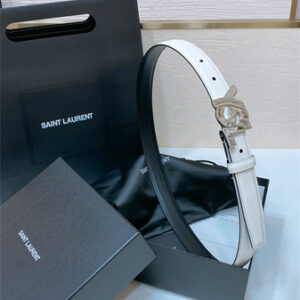 YSL Belts In Leather 24MM Shinny Silver Hardware White